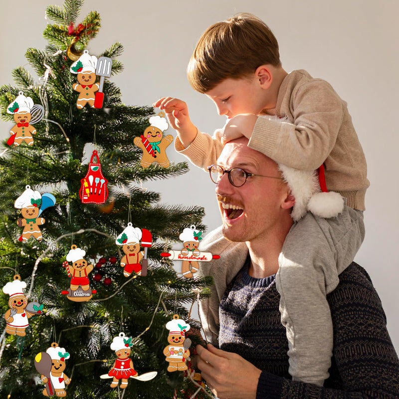 kockuu 12pcs Gingerbread Christmas Decoration for Tree - Cooking Gingerbread Man Ornaments Christmas Hanging Decor for Xmas Tree Home Kitchen Decor Party Supplies - Image 2